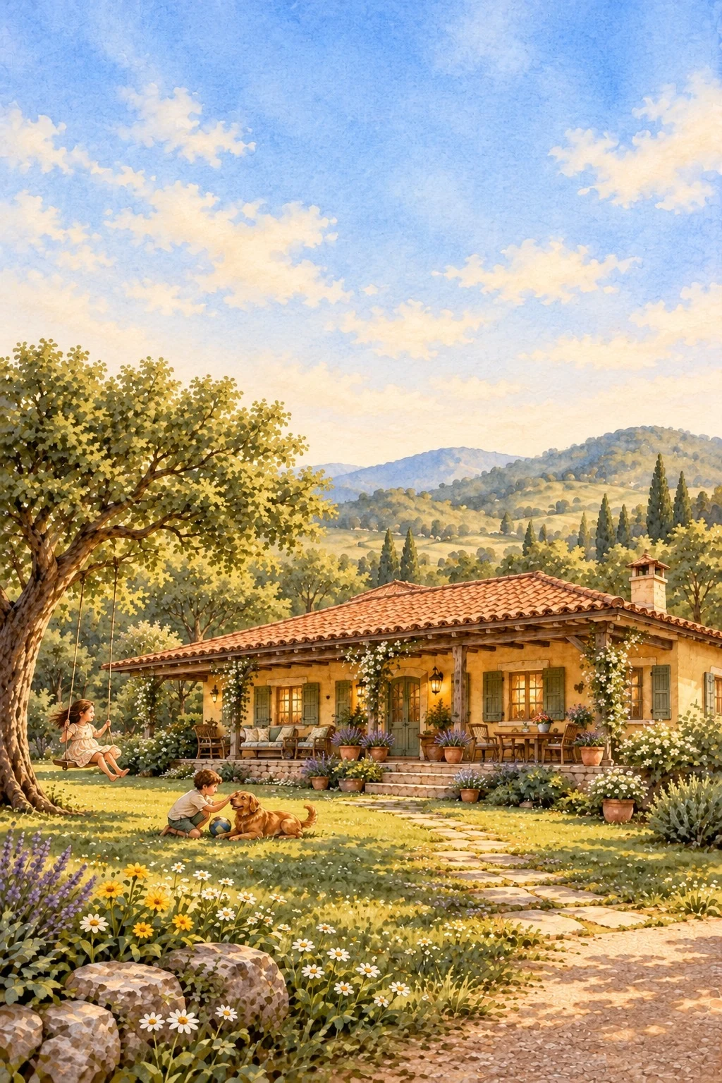Construção e jardim da Casa da Maternidade